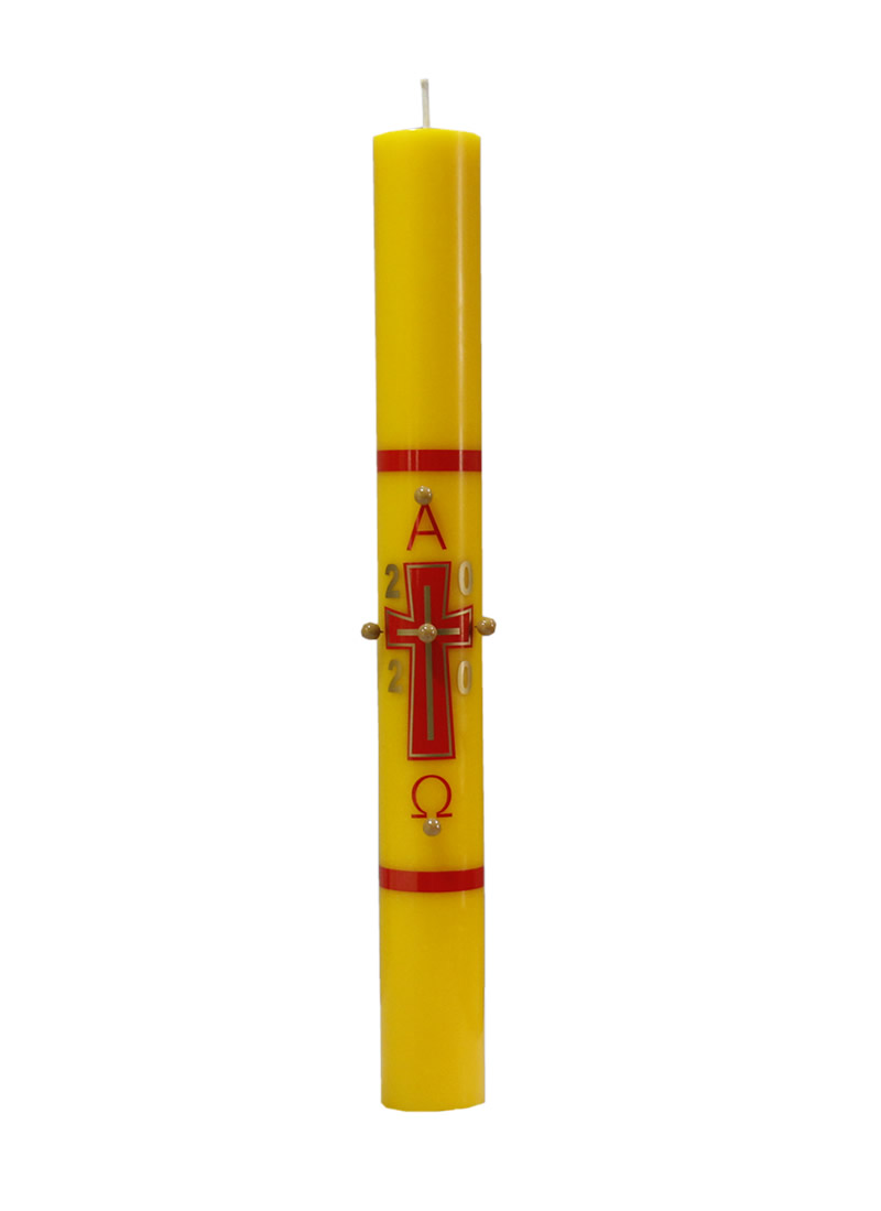 Círio Pascal - 70 cm altura, 7,0 cm diâmetro - Amarelo